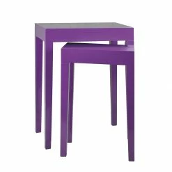 Roomscape Set de tables d'appoint Gleamy - 2 éléments - Paulownia partiellement massif - Violet brillant