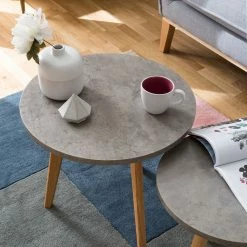 Mørteens Table dappoint Nilla II (2 éléments) - Imitation béton -loftscape Boutique beistelltisch set nilla ii 2 teilig eiche teilmassiv beton dekor 4783416