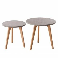 Mørteens Table dappoint Nilla II (2 éléments) - Imitation béton -loftscape Boutique beistelltisch set nilla ii 2 teilig eiche teilmassiv marmor weiss dekor 4759528