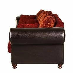 Maison Belfort Grand canapé Christian - Cuir synthétique marron foncé / Tissu rouge - Marron foncé / Rouge -loftscape Boutique bigsofa christian kunstleder schwarz webstoff rot 354611
