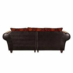 Maison Belfort Grand canapé Christian - Cuir synthétique marron foncé / Tissu rouge - Marron foncé / Rouge -loftscape Boutique bigsofa christian kunstleder schwarz webstoff rot 354614