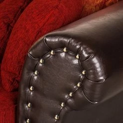 Maison Belfort Grand canapé Christian - Cuir synthétique marron foncé / Tissu rouge - Marron foncé / Rouge -loftscape Boutique bigsofa christian kunstleder schwarz webstoff rot 354619