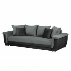 Fredriks Grand canapé Manville (convertible) - Microfibre - Noir / Gris
