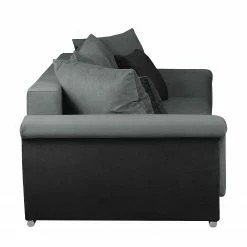 Fredriks Grand canapé Manville (convertible) - Microfibre - Noir / Gris -loftscape Boutique bigsofa manville mit schlaffunktion microfaser schwarz grau 4094580