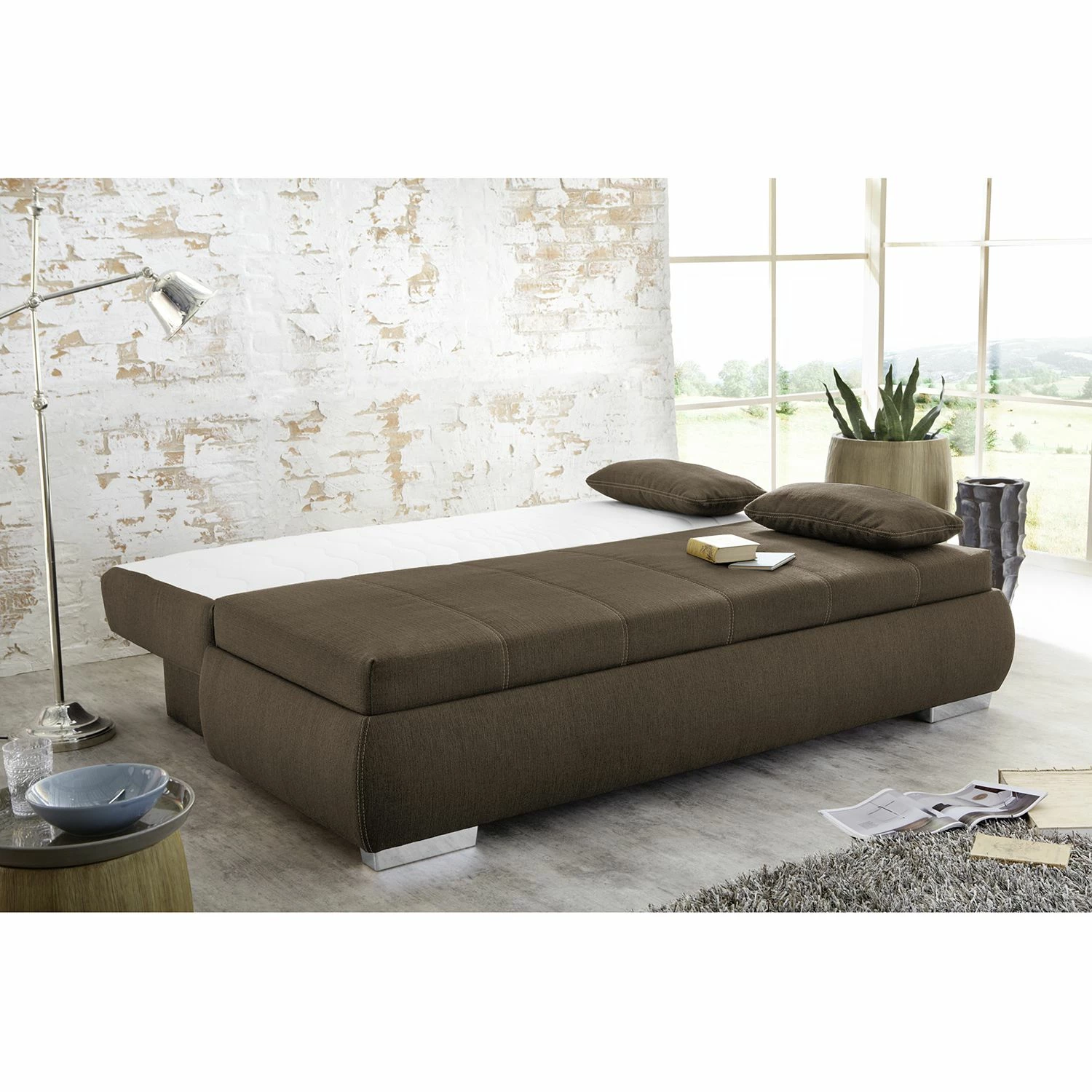 Loftscape Canapé boxspring convertible Madang - Marron 7 Loftscape Canapé boxspring convertible Madang - Marron – Image 5