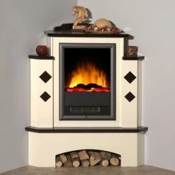 Montreux Cheminée électrique Calabria - Blanc crème / Brun colonial -loftscape Boutique calabria elektro eckkamin cremeweiss kolonialbraun 2248986