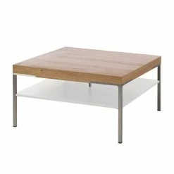 GWINNER Table basse Anzio - Chêne de poutre / Blanc - 75 x 75 cm