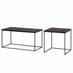 Ars manufacti Table basse Minneola (2 éléments) - Chêne foncé -loftscape Boutique couchtisch minneola 2 teilig eiche massiv metall eiche dunkel 4670932