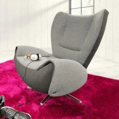 Tom Tailor Fauteuil design Tom - Marron gris -loftscape Boutique designersessel tom webstoff grau braun 1037106