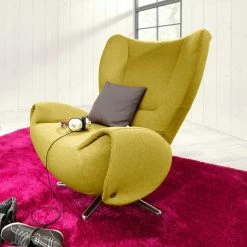 Tom Tailor Fauteuil pivotant Tom - Jaune moutarde -loftscape Boutique designersessel tom webstoff senfgelb 1037218