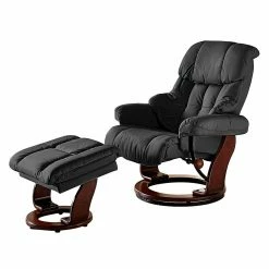 Modoform Fauteuil relax et repose-pieds Grunewald - Cuir véritable / Imitation cuir - Noir - Marron -loftscape Boutique echtleder relaxsessel grunewald mit hocker schwarz 244813