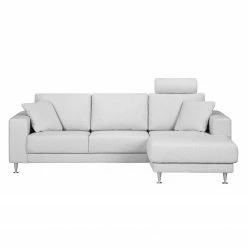 Fredriks Canapé d'angle Arietta - Gris platine - Méridienne courte à droite (vue de face) -loftscape Boutique ecksofa arietta webstoff longchair davorstehend rechts platingrau 3756268
