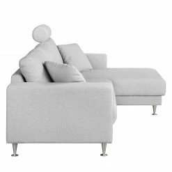 Fredriks Canapé d'angle Arietta - Gris platine - Méridienne courte à droite (vue de face) -loftscape Boutique ecksofa arietta webstoff longchair davorstehend rechts platingrau 3756272