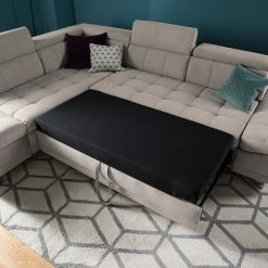 Fredriks Canapé d'angle Ayna - Cachemire - Méridienne longue à gauche (vue de face) - Avec fonction couchage -loftscape Boutique ecksofa ayna microfaser ottomane davorstehend links mit schlaffunktion kaschmir 4947384