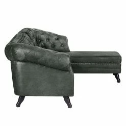 Ars manufacti Canapé d'angle Benavente - Anthracite - Méridienne courte à droite (vue de face) -loftscape Boutique ecksofa benavente antiklederoptik anthrazith longchair davorstehend rechts 437332