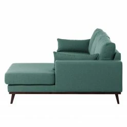 Mørteens Canapé d’angle Billund I - Tissu structuré - Bleu pétrole / Gris - Méridienne courte à droite (vue de face) -loftscape Boutique ecksofa billund i webstoff longchair davorstehend rechts mintgruen 4670756