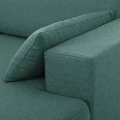 Mørteens Canapé d’angle Billund I - Tissu structuré - Bleu pétrole / Gris - Méridienne courte à droite (vue de face) -loftscape Boutique ecksofa billund i webstoff longchair davorstehend rechts mintgruen 4670780