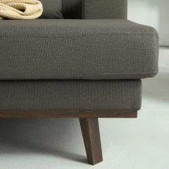 Mørteens Canapé d’angle Billund I - Tissu structuré - Taupe - Méridienne courte à droite (vue de face) -loftscape Boutique ecksofa billund webstoff longchair ottomane davorstehend rechts taupe 3534421