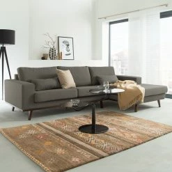 Mørteens Canapé d’angle Billund I - Tissu structuré - Taupe - Méridienne courte à droite (vue de face) -loftscape Boutique ecksofa billund webstoff longchair ottomane davorstehend rechts taupe 3534433