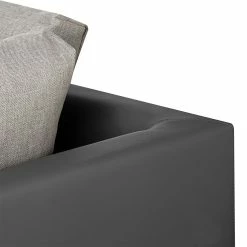 Roomscape Canapé d'angle Brandon (convertible) - Imitation cuir - Anthracite - Avec méridienne montée à droite (vue de face) -loftscape Boutique ecksofa brandon kunstleder anthrazit ottomane davorstehend rechts 395063