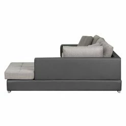 Roomscape Canapé d'angle Brandon (convertible) - Imitation cuir - Anthracite - Avec méridienne montée à droite (vue de face) -loftscape Boutique ecksofa brandon kunstleder anthrazit ottomane davorstehend rechts 395069