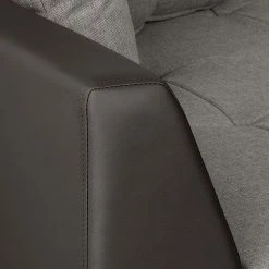 Roomscape Canapé d'angle Brandon - Cuir synthétique marron foncé - Méridienne à gauche (vue de face) -loftscape Boutique ecksofa brandon kunstleder dunkelbraun ottomane davorstehend links 395108