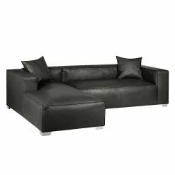 Loftscape Canapé d'angle Calli - Cuir synthétique anthracite - Méridienne à gauche (vue de face) 14 Loftscape Canapé d'angle Calli - Cuir synthétique anthracite - Méridienne à gauche (vue de face) -loftscape Boutique ecksofa calli kunstleder anthrazit longchair davorstehend links 394649