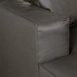 Loftscape Canapé d'angle Calli - Cuir synthétique marron foncé - Méridienne à gauche (vue de face) -loftscape Boutique ecksofa calli kunstleder dunkelbraun longchair davorstehend links 388345