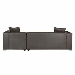 Loftscape Canapé d'angle Calli - Cuir synthétique marron foncé - Méridienne à droite (vue de face) -loftscape Boutique ecksofa calli kunstleder dunkelbraun longchair davorstehend rechts 373239