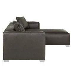 Loftscape Canapé d'angle Calli - Cuir synthétique marron foncé - Méridienne à droite (vue de face) -loftscape Boutique ecksofa calli kunstleder dunkelbraun longchair davorstehend rechts 373240