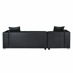 Loftscape Canapé d'angle Calli - Cuir synthétique noir - Méridienne à gauche (vue de face) -loftscape Boutique ecksofa calli kunstleder schwarz longchair davorstehend links 394679