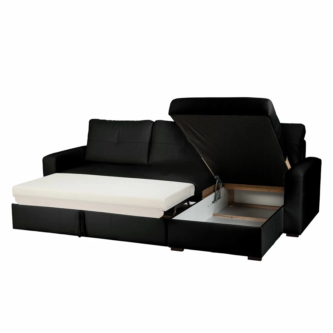 Fredriks Canapé d'angle Cavolo - Avec fonction couchage - Imitation cuir noir - Méridienne montable à gauche ou à droite 5 Fredriks Canapé d'angle Cavolo - Avec fonction couchage - Imitation cuir noir - Méridienne montable à gauche ou à droite – Image 3