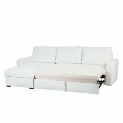 Fredriks Canapé d'angle Cavolo - Avec fonction couchage - Imitation cuir blanc - Méridienne montable à gauche ou à droite -loftscape Boutique ecksofa cavolo mit schlaffunktion kunstleder weiss ottomane rechts links montierbar 1318491