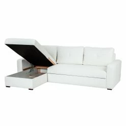 Fredriks Canapé d'angle Cavolo - Avec fonction couchage - Imitation cuir blanc - Méridienne montable à gauche ou à droite -loftscape Boutique ecksofa cavolo mit schlaffunktion kunstleder weiss ottomane rechts links montierbar 1318493