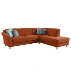 Ars Natura Canapé d'angle Cebu - Marron miel - Méridienne longue à droite (vue de face) - Avec réglage de la profondeur d'assise