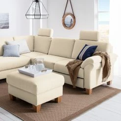 Ars Natura Canapé d'angle Davao - Microfibre -loftscape Boutique ecksofa davao microfaser ottomane davorstehend links mit schlaffunktion creme 4643532