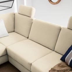 Ars Natura Canapé d'angle Davao - Microfibre -loftscape Boutique ecksofa davao microfaser ottomane davorstehend links mit schlaffunktion creme 4643544