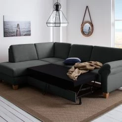 Ars Natura Canapé d'angle Davao - Microfibre -loftscape Boutique ecksofa davao microfaser ottomane davorstehend links mit schlaffunktion dunkelgrau 4643568