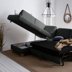 Ars Natura Canapé d'angle Davao - Microfibre -loftscape Boutique ecksofa davao microfaser ottomane davorstehend links mit schlaffunktion dunkelgrau 4643572