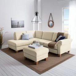 Ars Natura Canapé d'angle Davao - Microfibre -loftscape Boutique ecksofa davao microfaser ottomane davorstehend links ohne schlaffunktion creme 4643372