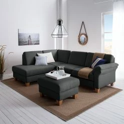 Ars Natura Canapé d'angle Davao - Microfibre -loftscape Boutique ecksofa davao microfaser ottomane davorstehend links ohne schlaffunktion dunkelgrau 4643412
