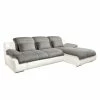 Cotta Canapé d'angle Delsbo (convertible) - Blanc / Gris - Méridienne courte à droite (vue de face) -loftscape Boutique ecksofa delsbo mit schlaffunktion kunstleder flachgewebe longchair davorstehend rechts weiss grau 3511133