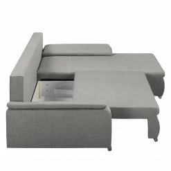 Fredriks Canapé d'angle Dengie (convertible) - Tissu structuré -loftscape Boutique ecksofa dengie mit schlaffunktion strukturstoff longchair davorstehend rechts platin 5055620