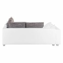 Fredriks Canapé d'angle Dublin I (convertible) - Blanc / Gris - Largeur : 254 cm -loftscape Boutique ecksofa dublin mit schlaffunktion kunstleder stoff weiss grau 1422344