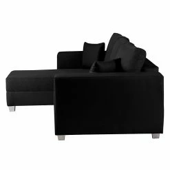 Fredriks Canapé d'angle Dublin II (convertible) - Noir -loftscape Boutique ecksofa dublin mit schlaffunktion kunstleder taupe strukturstoff schwarz longchair beidseitig montierbar 296095