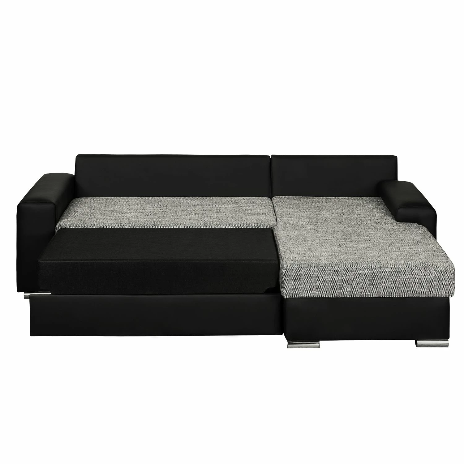 Fredriks Canapé d'angle Dulmen (convertible) - Imitation cuir / Tissu structuré - Méridienne à monter gauche ou droite - Noir / Gris 15 Fredriks Canapé d'angle Dulmen (convertible) - Imitation cuir / Tissu structuré - Méridienne à monter gauche ou droite - Noir / Gris – Image 13