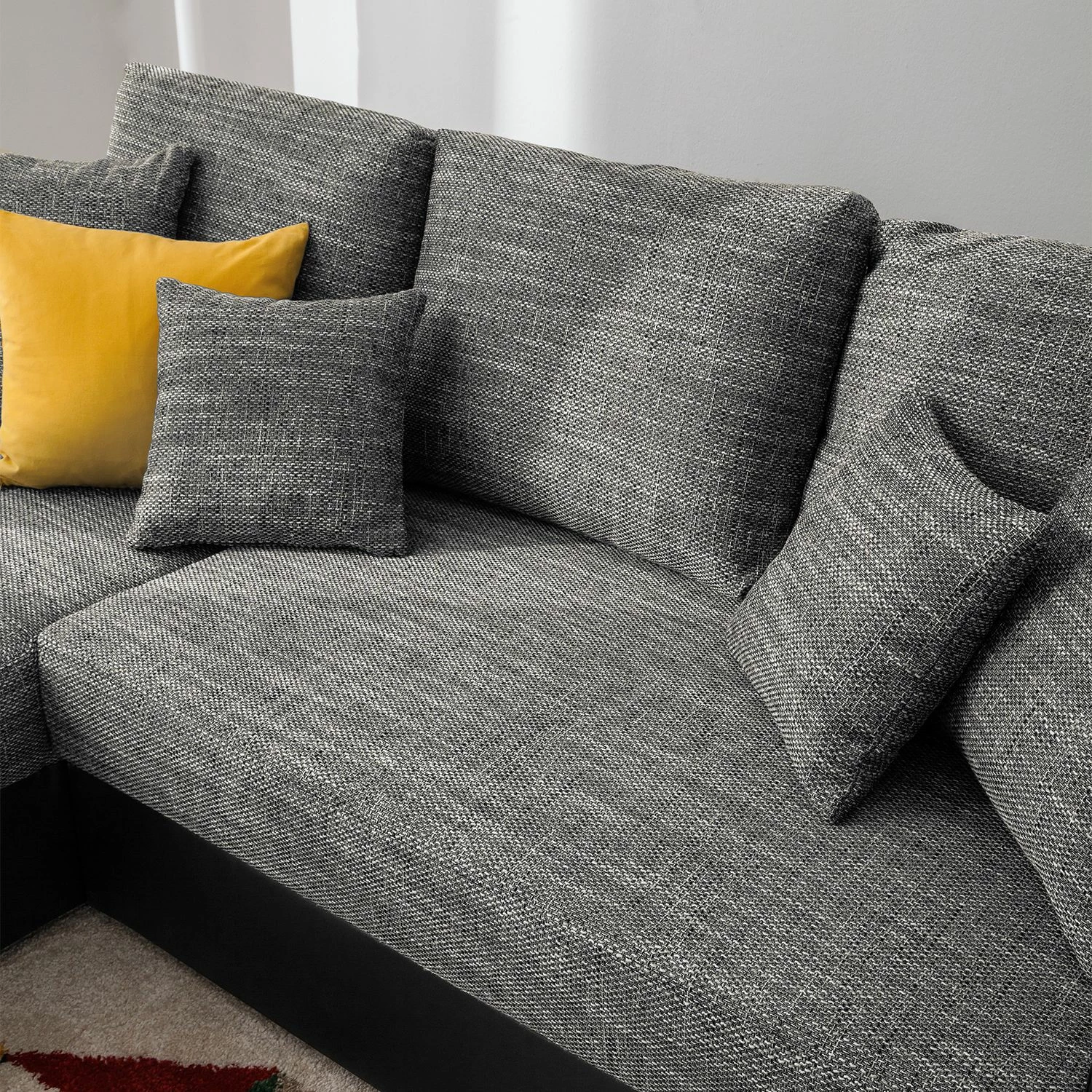 Fredriks Canapé d'angle Dulmen (convertible) - Imitation cuir / Tissu structuré - Méridienne à monter gauche ou droite - Noir / Gris 19 Fredriks Canapé d'angle Dulmen (convertible) - Imitation cuir / Tissu structuré - Méridienne à monter gauche ou droite - Noir / Gris – Image 17