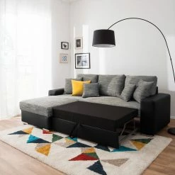 Fredriks Canapé d'angle Dulmen (convertible) - Imitation cuir / Tissu structuré - Méridienne à monter gauche ou droite - Noir / Gris 33 Fredriks Canapé d'angle Dulmen (convertible) - Imitation cuir / Tissu structuré - Méridienne à monter gauche ou droite - Noir / Gris -loftscape Boutique ecksofa dulmen mit schlaffunktion beidseitig montierbar kunstleder strukturstoff schwarz grau 4964228