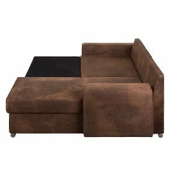 Ars manufacti Canapé d'angle Dulmen (convertible) - Marron foncé -loftscape Boutique ecksofa dulmen mit schlaffunktion samtstoff longchair beidseitig montierbar dunkelbraun 1234814
