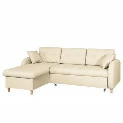 Mørteens Canapé d'angle convertible Eastville - Tissu - Méridienne à monter à gauche ou à droite - Beige clair - Coffre de lit - Fonction couchage -loftscape Boutique ecksofa eastville mit schlaffunktion webstoff longchair beidseitig montierbar hellbeige 4514944
